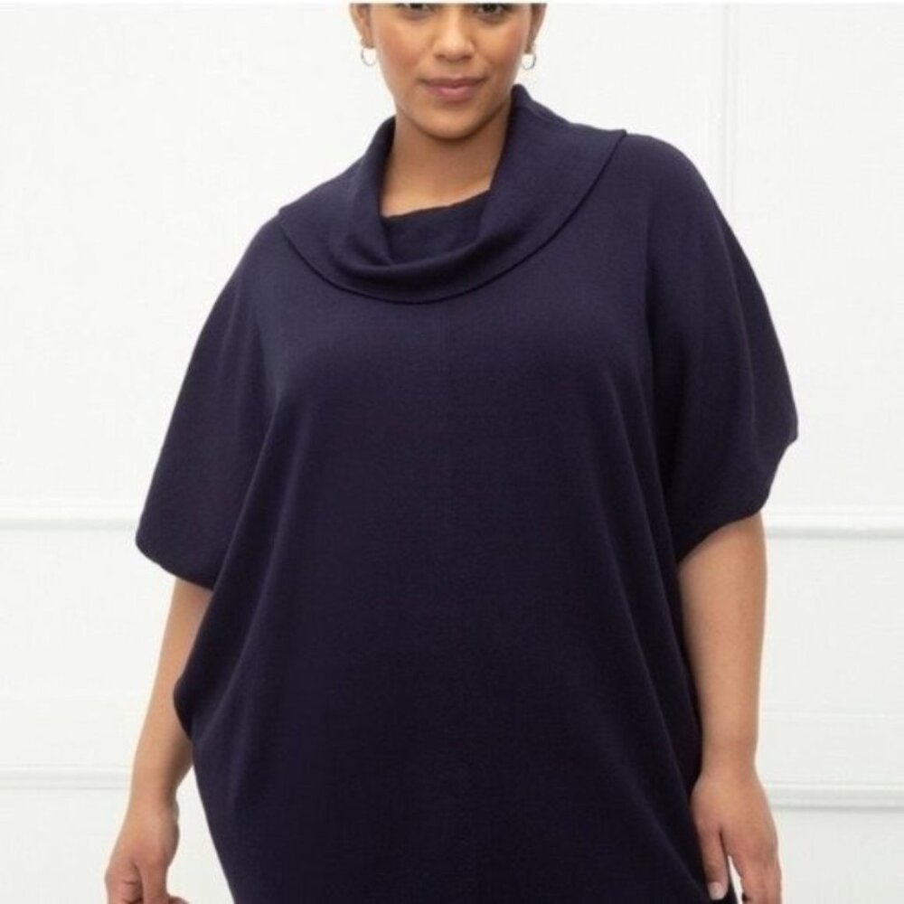 NWT Eloquii Elements Pullover Cowlneck Navy Blue Sweater